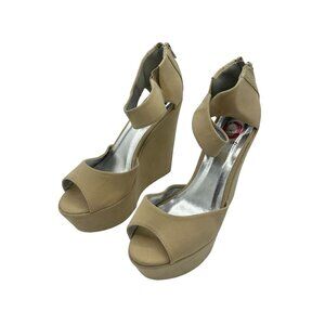 Red Circle Womens Shoes Size 7 Kirra‎ Beige Wedge Zipper Back Strap